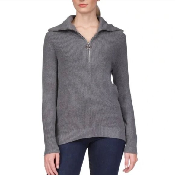 Michael Kors Half-zip Sweater in White Size Medium - Picture 1 of 5